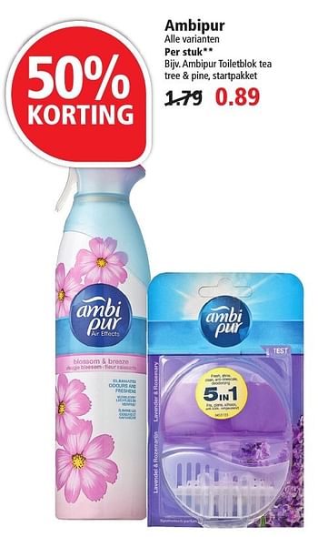 Aanbiedingen Ambipur toiletblok tea tree + pine, startpakket - Ambi Pur - Geldig van 09/10/2016 tot 15/10/2016 bij Plus