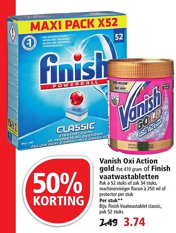 Aanbiedingen Finish vaatwastablet classic - Finish - Geldig van 09/10/2016 tot 15/10/2016 bij Plus