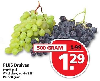 Aanbiedingen Plus druiven met pit - Huismerk - Plus - Geldig van 09/10/2016 tot 15/10/2016 bij Plus