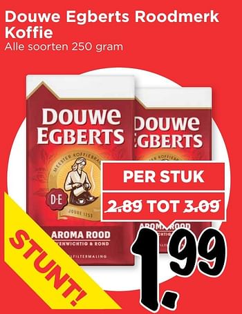 Aanbiedingen Douwe egberts roodmerk koffie - Douwe Egberts - Geldig van 09/10/2016 tot 15/10/2016 bij Vomar