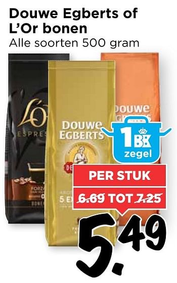 Aanbiedingen Douwe egberts of l`or bonen - Douwe Egberts - Geldig van 09/10/2016 tot 15/10/2016 bij Vomar