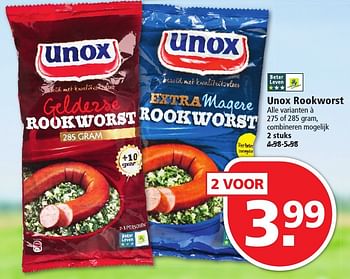 Aanbiedingen Unox rookworst - Unox - Geldig van 09/10/2016 tot 15/10/2016 bij Plus