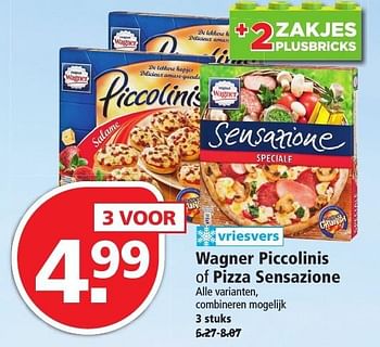 Aanbiedingen Wagner piccolinis of pizza sensazione - Original Wagner - Geldig van 09/10/2016 tot 15/10/2016 bij Plus