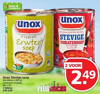 Aanbiedingen Unox stevige soep - Unox - Geldig van 09/10/2016 tot 15/10/2016 bij Plus