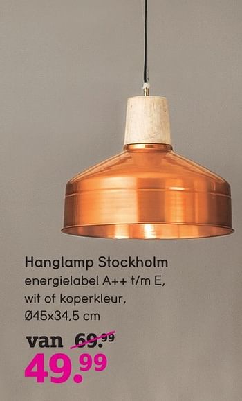 Aanbiedingen Hanglamp stockholm - Huismerk - Leen Bakker - Geldig van 03/10/2016 tot 16/10/2016 bij Leen Bakker