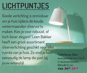 Aanbiedingen Tafellamp oslo - Huismerk - Leen Bakker - Geldig van 03/10/2016 tot 16/10/2016 bij Leen Bakker