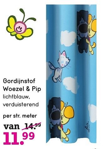Aanbiedingen Gordijnstof woezel + pip - Woezel en Pip - Geldig van 03/10/2016 tot 16/10/2016 bij Leen Bakker