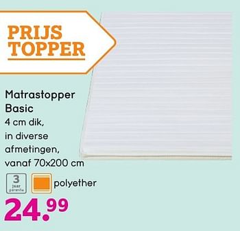 Aanbiedingen Matrastopper basic - Huismerk - Leen Bakker - Geldig van 03/10/2016 tot 16/10/2016 bij Leen Bakker