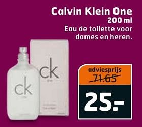 Aanbiedingen Calvin klein one - Calvin Klein - Geldig van 04/10/2016 tot 16/10/2016 bij Trekpleister