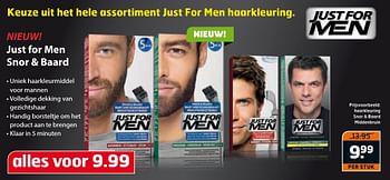 Aanbiedingen Haarkleuring snor + baard middenbruin - Just for Men - Geldig van 04/10/2016 tot 16/10/2016 bij Trekpleister