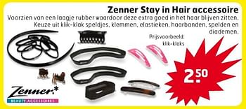 Aanbiedingen Zenner stay in hair accessoire klik-klaks - zenner - Geldig van 04/10/2016 tot 16/10/2016 bij Trekpleister
