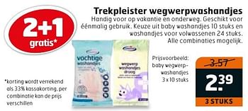 Aanbiedingen Baby wegwerpwashandjes - Huismerk - Trekpleister - Geldig van 04/10/2016 tot 16/10/2016 bij Trekpleister