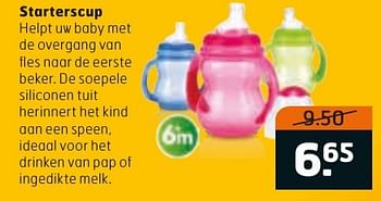 Aanbiedingen Starterscup helpt uw baby met de overgang van fles naar de eerste - Huismerk - Trekpleister - Geldig van 04/10/2016 tot 16/10/2016 bij Trekpleister