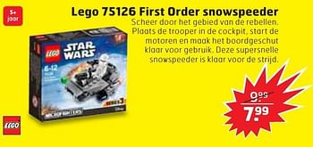 Aanbiedingen Lego 75126 first order snowspeeder - Lego - Geldig van 04/10/2016 tot 16/10/2016 bij Trekpleister