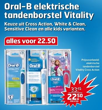 Aanbiedingen Elektrische tandenborstel vitality cross action - Oral-B - Geldig van 04/10/2016 tot 16/10/2016 bij Trekpleister