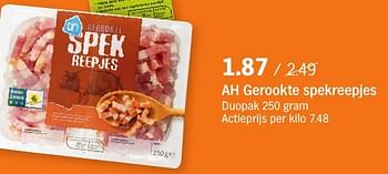 Aanbiedingen Ah gerookte spekreepjes - Huismerk - Albert Heijn - Geldig van 10/10/2016 tot 16/10/2016 bij Albert Heijn