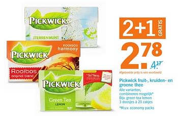 Aanbiedingen Pickwick fruit-, kruiden- en groene thee - Pickwick - Geldig van 10/10/2016 tot 16/10/2016 bij Albert Heijn