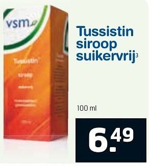 Aanbiedingen Tussistin siroop suikervrij - VSM - Geldig van 04/10/2016 tot 16/10/2016 bij Trekpleister