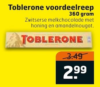Aanbiedingen Toblerone voordeelreep - Toblerone - Geldig van 04/10/2016 tot 16/10/2016 bij Trekpleister