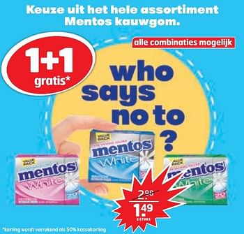 Aanbiedingen Keuze uit het hele assortiment mentos kauwgom - Mentos - Geldig van 04/10/2016 tot 16/10/2016 bij Trekpleister