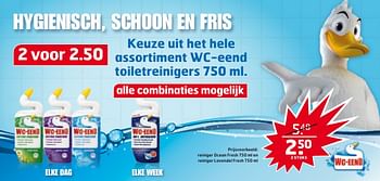 Aanbiedingen Reiniger ocean fresh en reiniger lavendel fresh - WC Eend - Geldig van 04/10/2016 tot 16/10/2016 bij Trekpleister