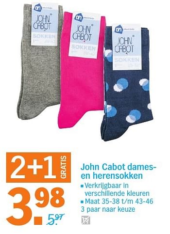 Aanbiedingen John cabot dames- en herensokken - John Cabot - Geldig van 10/10/2016 tot 16/10/2016 bij Albert Heijn