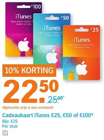 Aanbiedingen Cadeaukaart itunes - Apple - Geldig van 10/10/2016 tot 16/10/2016 bij Albert Heijn