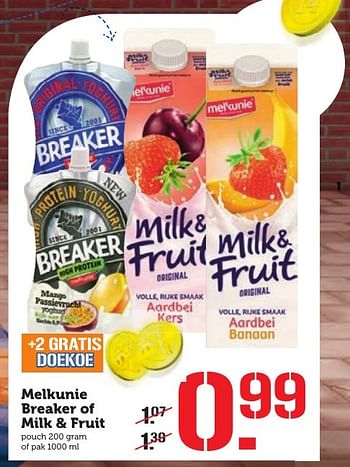Aanbiedingen Melkunie breaker of milk + fruit - Melkunie - Geldig van 10/10/2016 tot 16/10/2016 bij Coop
