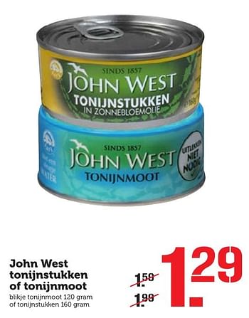 Aanbiedingen John west tonijnstukken of tonijnmoot - John West - Geldig van 10/10/2016 tot 16/10/2016 bij Coop