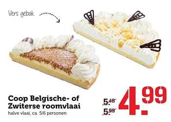 Aanbiedingen Coop belgische- of zwiterse roomvlaai - Huismerk - Coop - Geldig van 10/10/2016 tot 16/10/2016 bij Coop