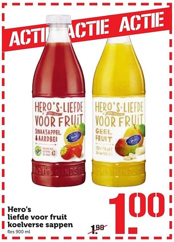 Aanbiedingen Hero`s liefde voor fruit koelverse sappen - Huismerk - Coop - Geldig van 10/10/2016 tot 16/10/2016 bij Coop