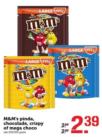 Aanbiedingen M+m`s pinda, chocolade, crispy of mega choco - Mars Snacks - Geldig van 10/10/2016 tot 16/10/2016 bij Coop