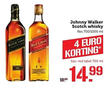 Aanbiedingen Johnny walker scotch whisky - Johnnie Walker - Geldig van 10/10/2016 tot 16/10/2016 bij Coop