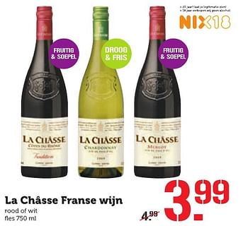Aanbiedingen La châsse franse wijn - Witte wijnen - Geldig van 10/10/2016 tot 16/10/2016 bij Coop
