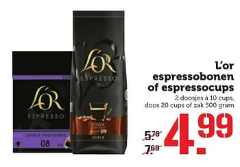 Aanbiedingen L`or espressobonen of espressocups - L'Or Espresso - Geldig van 10/10/2016 tot 16/10/2016 bij Coop