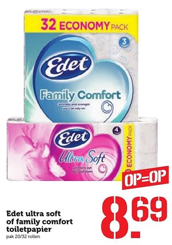 Aanbiedingen Edet ultra soft of family comfort toiletpapier - Edet - Geldig van 10/10/2016 tot 16/10/2016 bij Coop