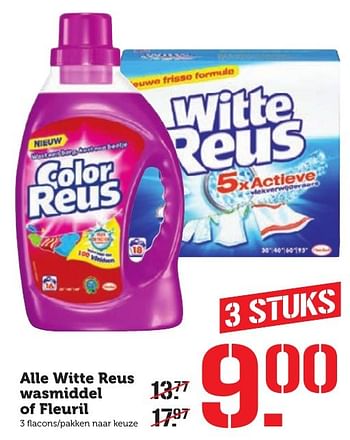 Aanbiedingen Alle witte reus wasmiddel of fleuril - Witte reus - Geldig van 10/10/2016 tot 16/10/2016 bij Coop