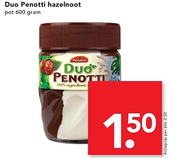 Aanbiedingen Duo penotti hazelnoot - Penotti - Geldig van 09/10/2016 tot 15/10/2016 bij Deen Supermarkten