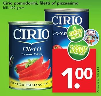 Aanbiedingen Cirio pomodorini, filetti of pizzassimo - CIRIO - Geldig van 09/10/2016 tot 15/10/2016 bij Deen Supermarkten