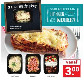 Aanbiedingen Het beste van deen lasagne bolognese - Huismerk deen supermarkt - Geldig van 09/10/2016 tot 15/10/2016 bij Deen Supermarkten
