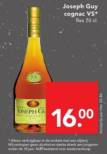 Aanbiedingen Joseph guy cognac vs - Joseph Guy - Geldig van 09/10/2016 tot 15/10/2016 bij Deen Supermarkten