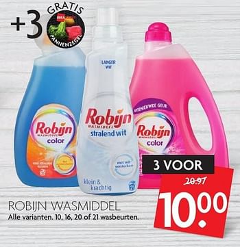 Aanbiedingen Robijn wasmiddel - Robijn - Geldig van 09/10/2016 tot 15/10/2016 bij Deka Markt