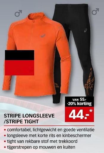 Aanbiedingen Stripe longsleeve -stripe tight - Asics - Geldig van 06/10/2016 tot 15/10/2016 bij Sport 2000