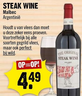 Aanbiedingen Steak wine malbec argentinië - Rode wijnen - Geldig van 09/10/2016 tot 15/10/2016 bij Dirk III