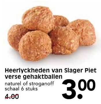 Aanbiedingen Heerlyckheden van slager piet verse gehaktballen - Huismerk - Em-té - Geldig van 09/10/2016 tot 15/10/2016 bij Em-té
