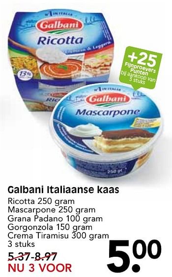 Aanbiedingen Galbani italiaanse kaas - Galbani - Geldig van 09/10/2016 tot 15/10/2016 bij Em-té