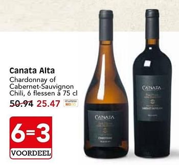 Aanbiedingen Canata alta chardonnay of cabernet-sauvignon - Rode wijnen - Geldig van 09/10/2016 tot 15/10/2016 bij Em-té