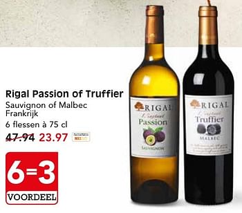 Aanbiedingen Rigal passion of truffier - Rode wijnen - Geldig van 09/10/2016 tot 15/10/2016 bij Em-té