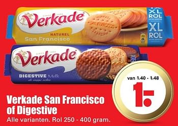 Aanbiedingen Verkade san francisco of digestive - Verkade - Geldig van 09/10/2016 tot 15/10/2016 bij Lekker Doen