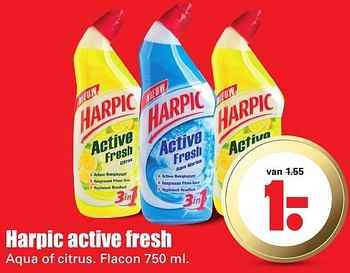 Aanbiedingen Harpic active fresh aqua of citrus - Harpic - Geldig van 09/10/2016 tot 15/10/2016 bij Lekker Doen